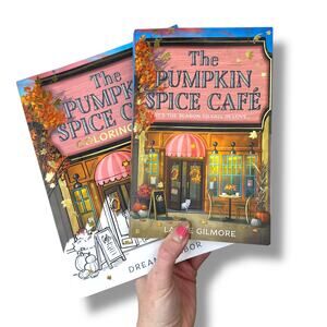 The Pumpkin Spice Cafe (#1) by Laurie Gilmore & Coloring Book NEW Book Bundle